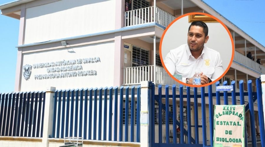 Preparatoria de la UAS junto a el vicerrector de la Universidad en la Unidad Sur, Manuel Iván Tostado Ramírez