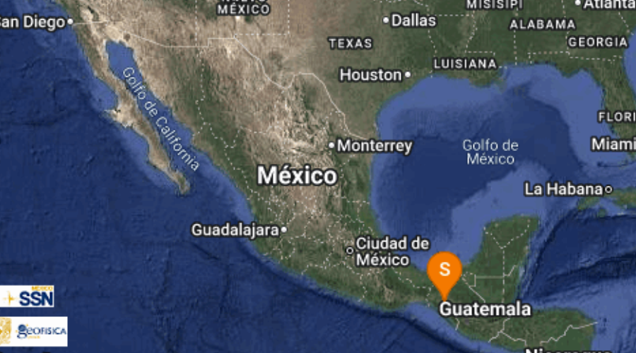 mapa de mexico con reporte de sismo.