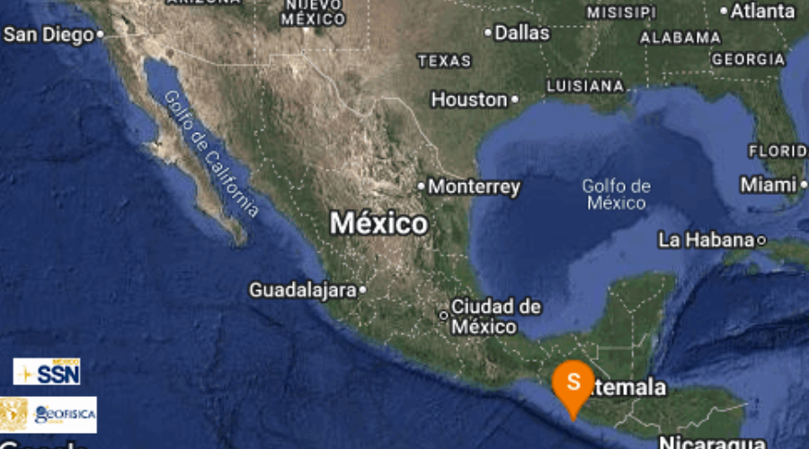 mapa de mexico con reporte de sismo.
