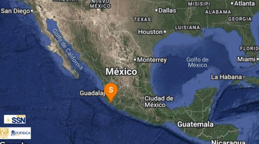 mapa de mexico con reporte de sismo.