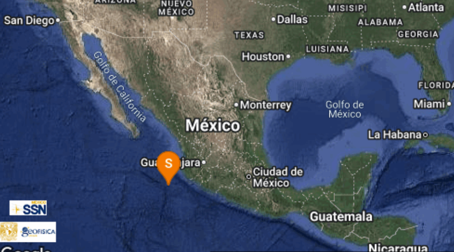 mapa de mexico con reporte de sismo.