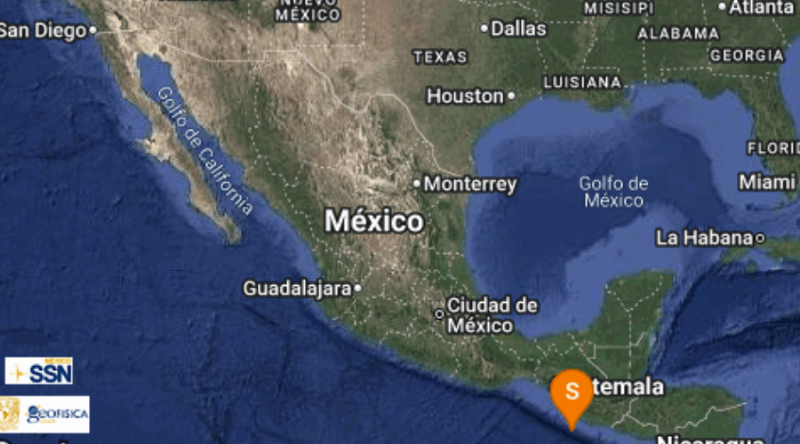 mapa de mexico con reporte de sismo.
