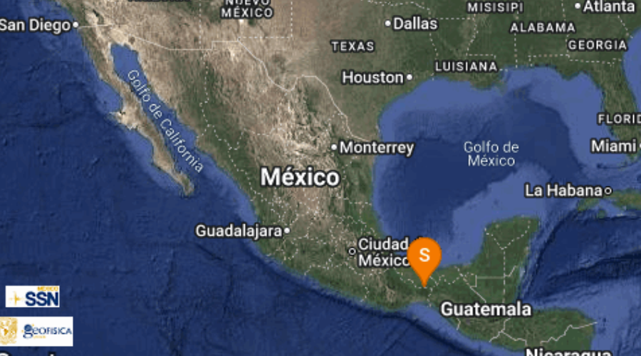 mapa de mexico con reporte de sismo.