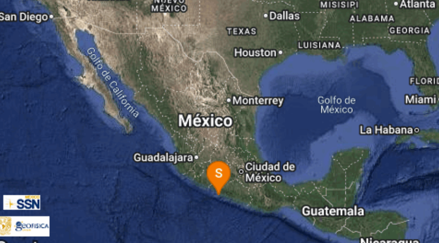 mapa de mexico con reporte de sismo.