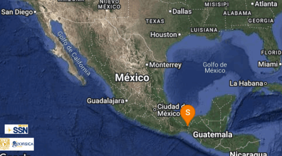 mapa de mexico con reporte de sismo.