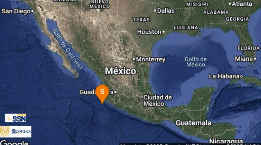 mapa de mexico con reporte de sismo.