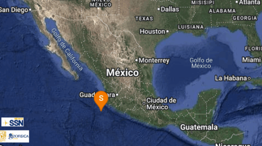mapa de mexico con reporte de sismo.