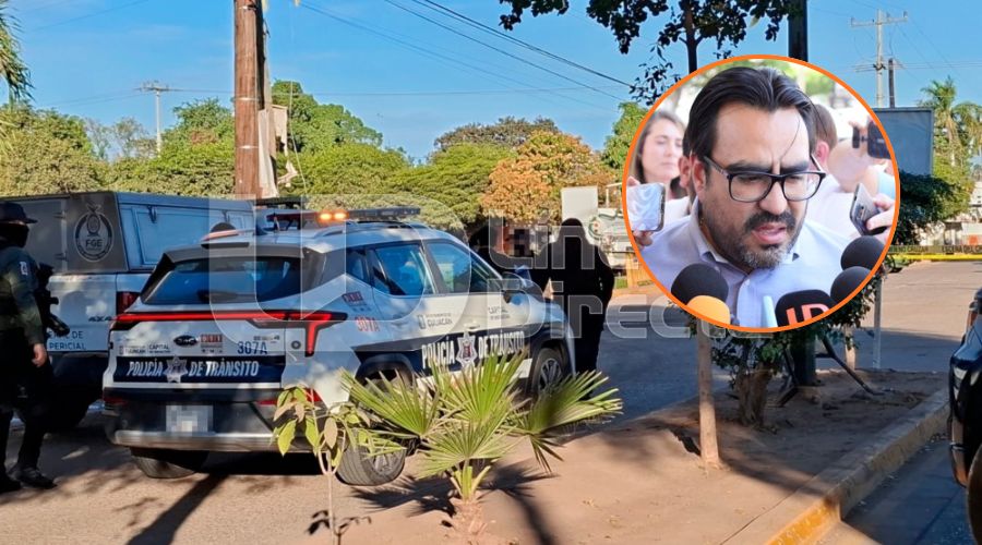 Elementos de seguridad y en un circulo el alcalde de Culiacán
