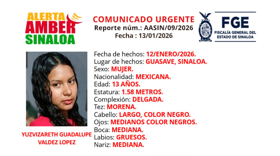 Alerta Amber de Yuzvizareth Guadalupe