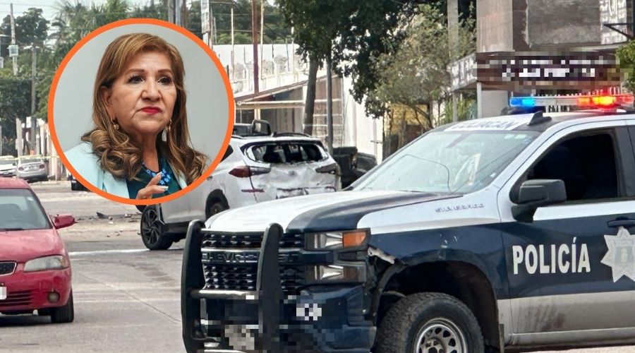 Tere Guerra con unidad de la policía