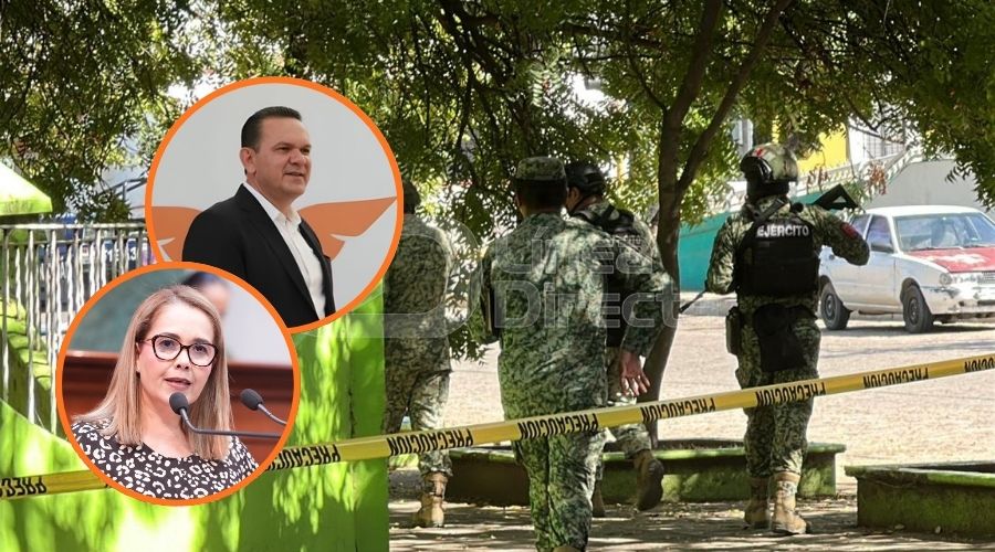 Militares desplegados y en círculos Sergio Torres y Eli Montoya, diputados del partido MC
