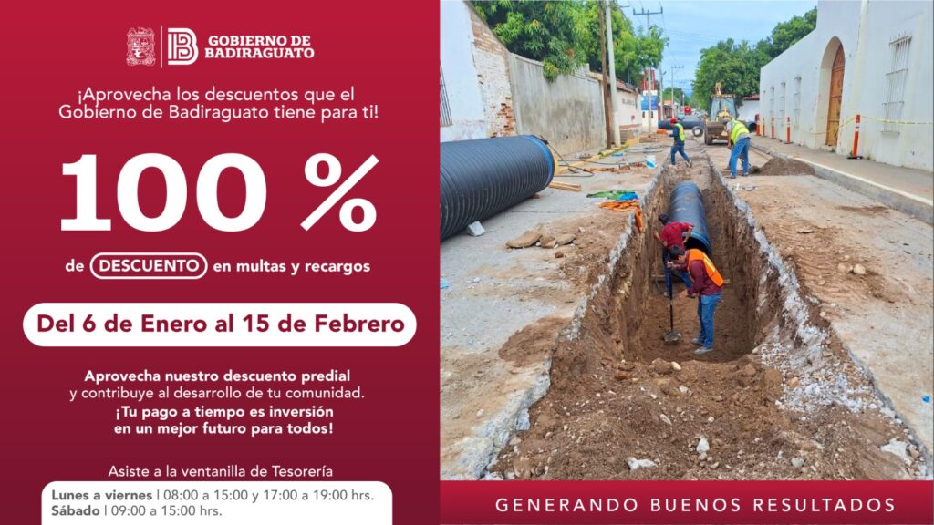 Anuncio de 100% de descuento en multas y recargos del predial