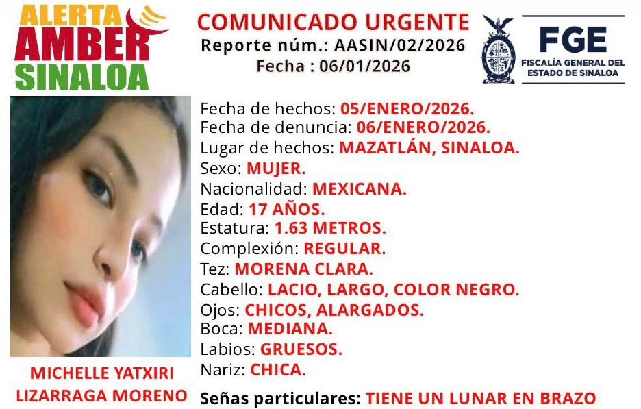 Familiares buscan a Michelle Yatxiri, adolescente desaparecida en la colonia Juan Carrasco, Mazatlán