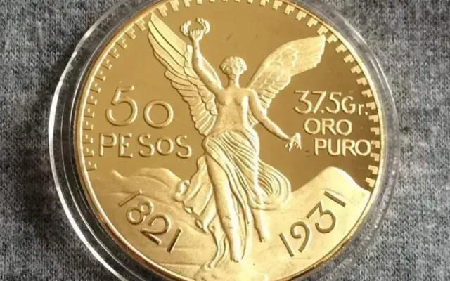 Moneda de Centenario de oro dentro de una protección