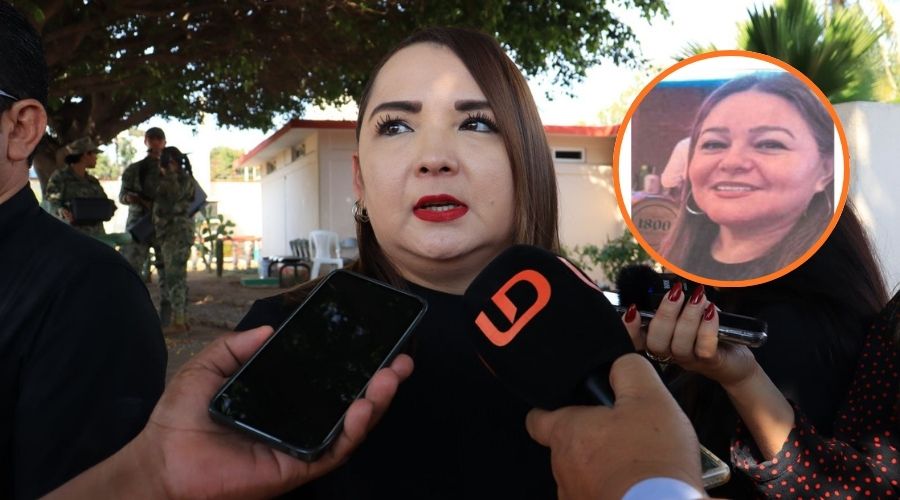 Fiscal Claudia Zulema Sánchez Kondo con micrófonos frente a ella