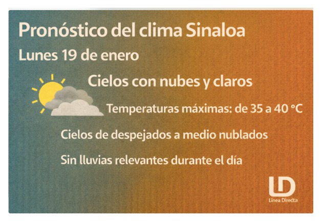 Diseño de imagen con información sobre las condiciones del clima y un icono de sol con nube