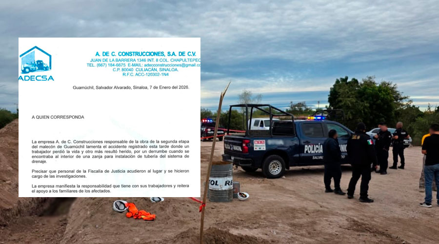Constructora lamenta muerte de trabajador en Guamúchil