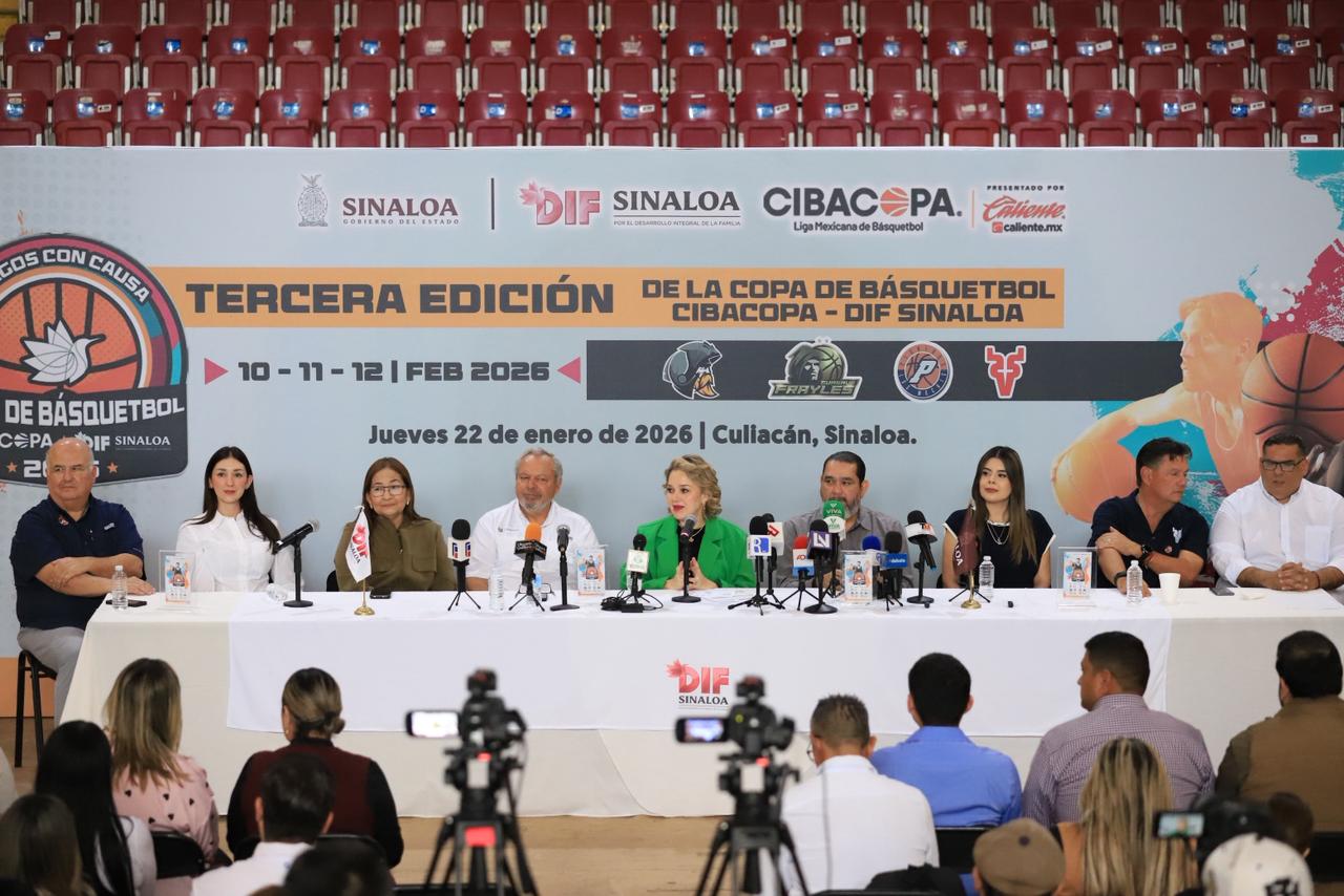 Autoridades de DIF Sinaloa y Cibacopa en conferencia de prensa