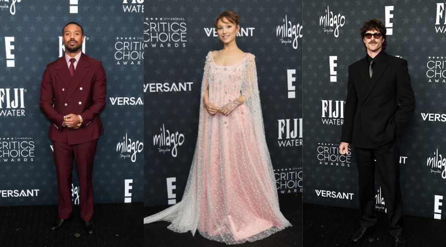 Celebridades deslumbran con sus mejores looks en la alfombra roja de los Critics Choice Awards 2026.