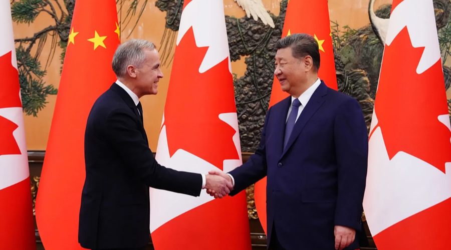 El primer ministro de Canadá, Mark Carney junto con Xi Jinping, presidente de China.