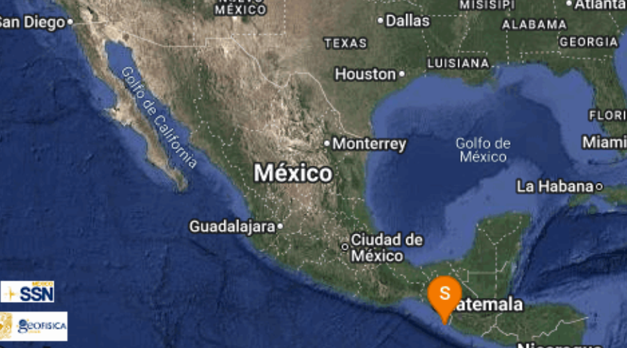 El Servicio Sismológico Nacional reporta sismo en Chiapas.