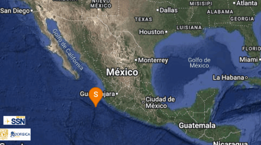 El Servicio Sismológico Nacional reporta sismo en Jalisco.
