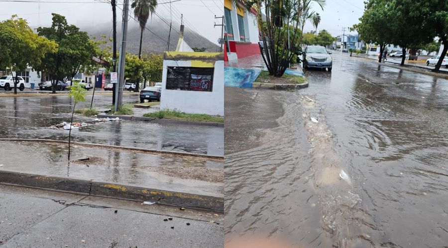 Calles con charcos de agua y basura