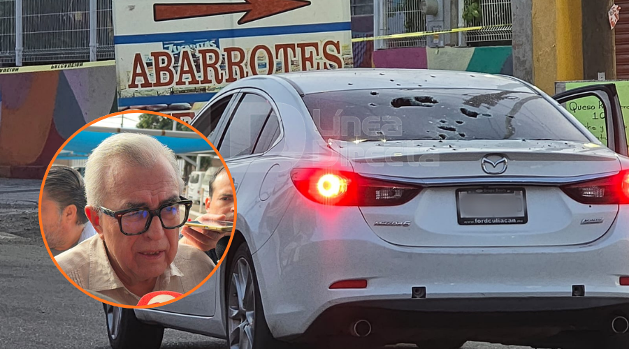 En grande carro baleado y en un circulo Rocha Moya