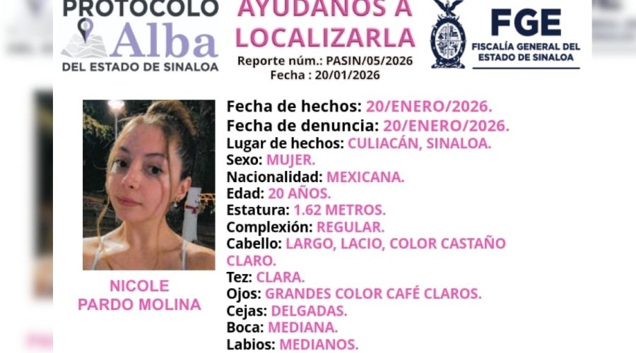 Ficha de búsqueda de la influencer Nicole “Nicholette” en Culiacán