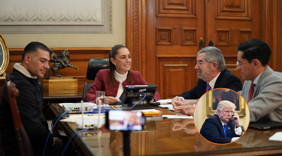 Sheinbaum y su gabinete en una mesa de madera