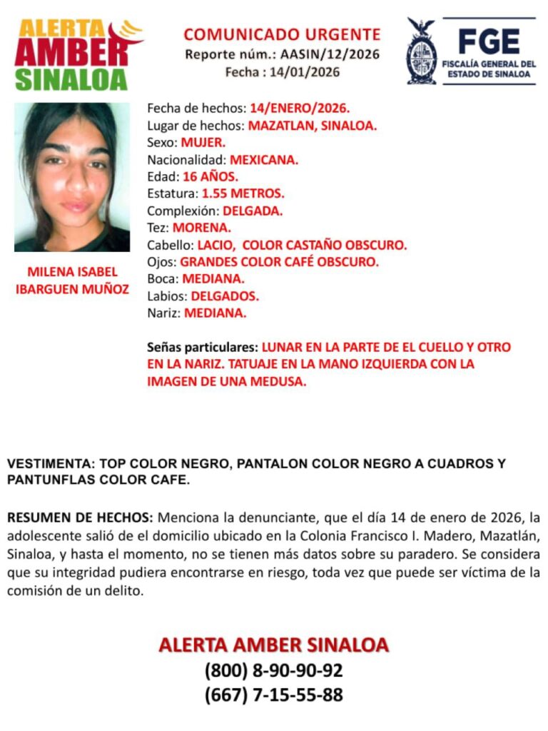 Ficha de búsqueda de Milena Isabel.