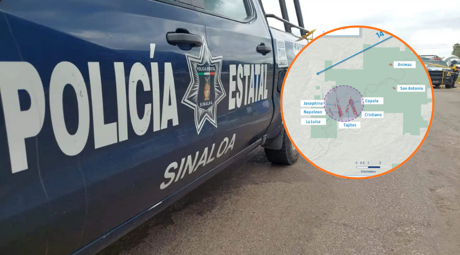 En grande unidad de policía en un circulo mapa