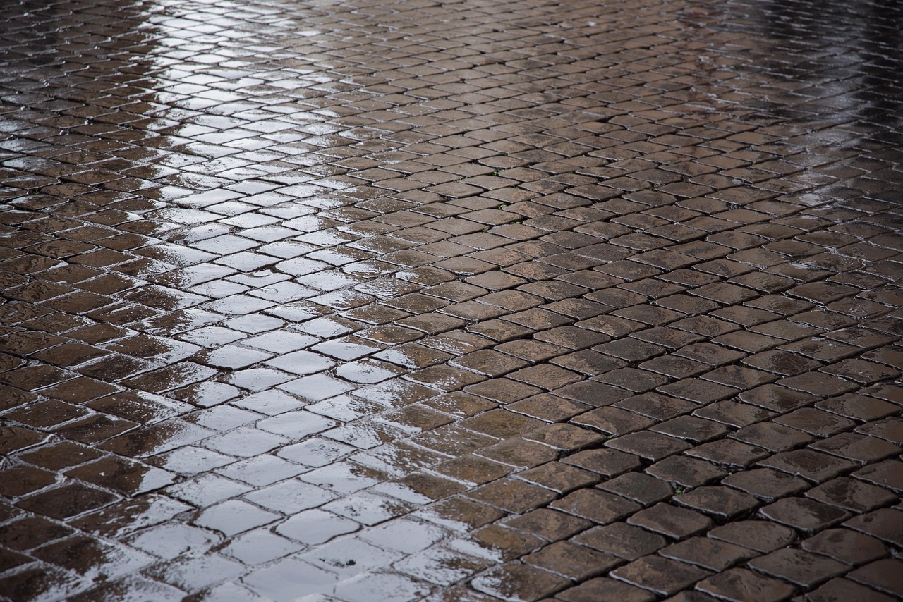 Piso mojado por la lluvia