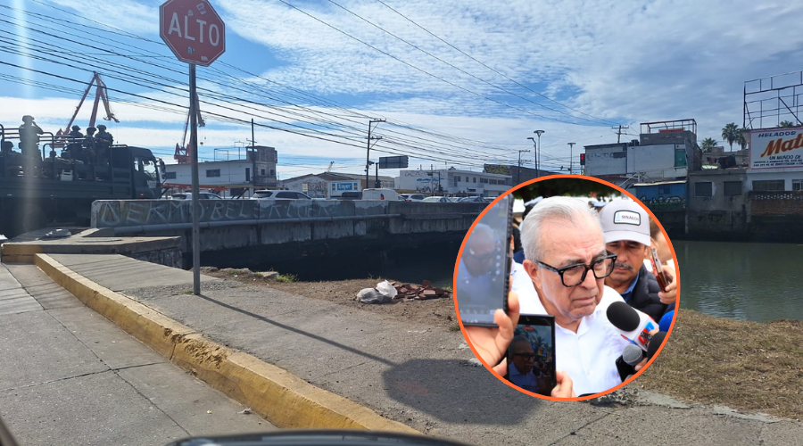 Puente Juárez al fondo y Rocha en un círculo
