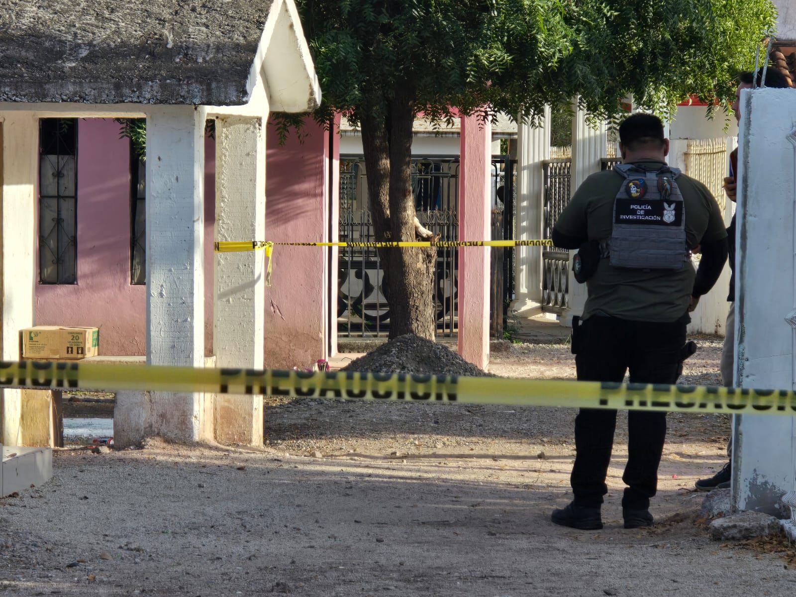 Zona acordonada en donde fueron encontrados los restos óseos.