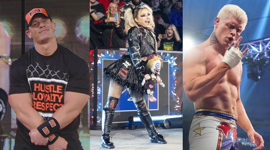 John Cena, Alexa Bliss y Cody Rhodes.