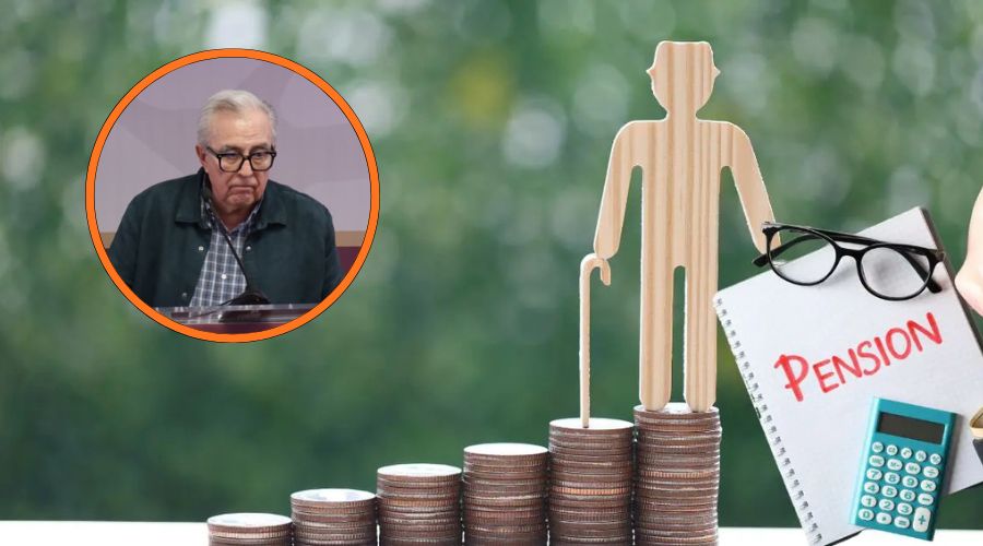 Rocha Moya (circulo), monedas y recorte de un adulto mayor como ilustrativa de fondo