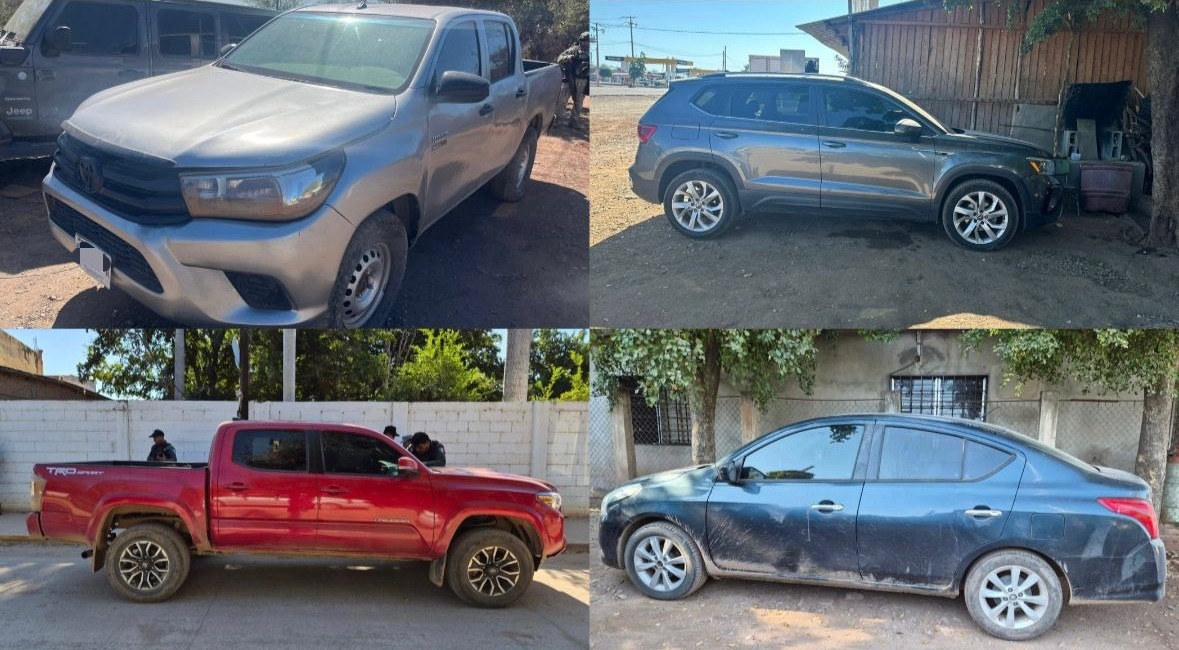 Robo de vehículos recuperan 6 camionetas y 2 autos en Culiacán y Navolato