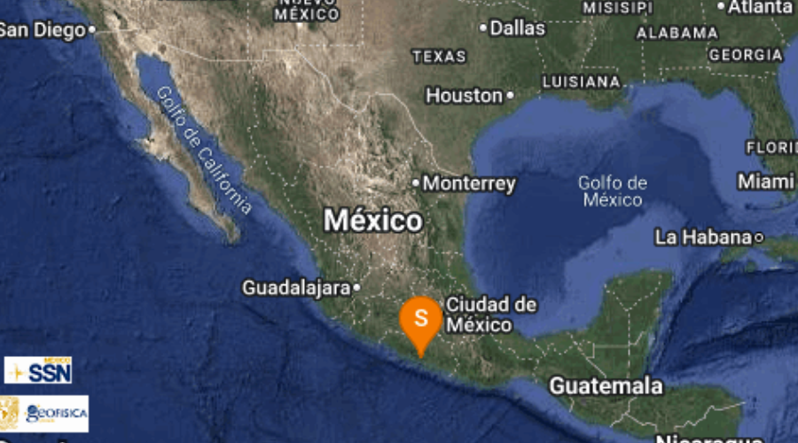 mapa de mexico con reporte de sismo.