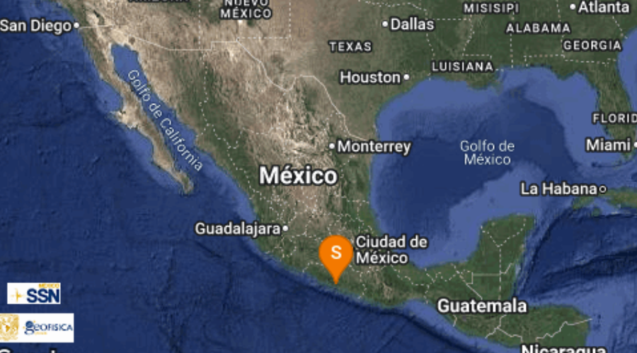 mapa de mexico con reporte de sismo.