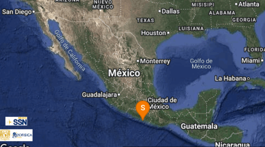 mapa de mexico con reporte de sismo.
