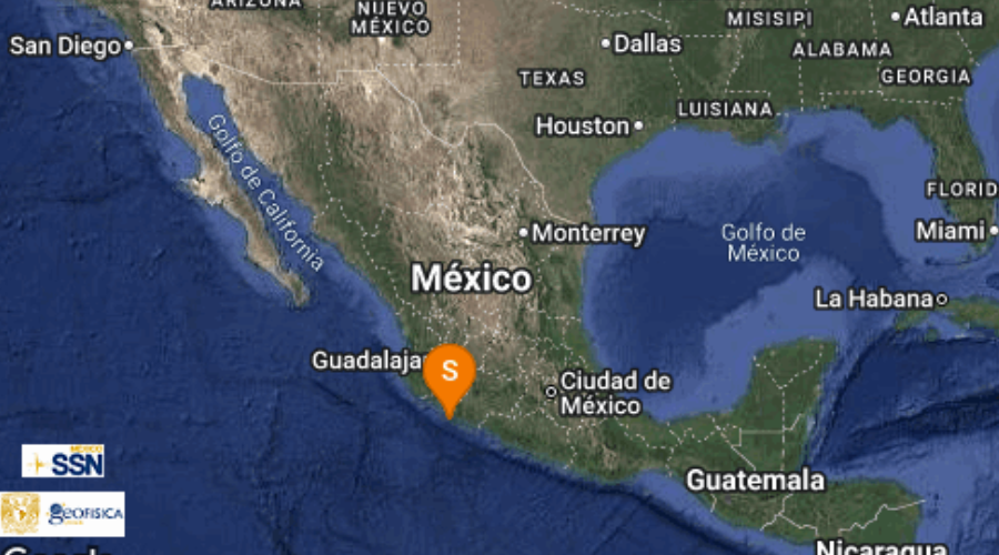 mapa de mexico con reporte de sismo.
