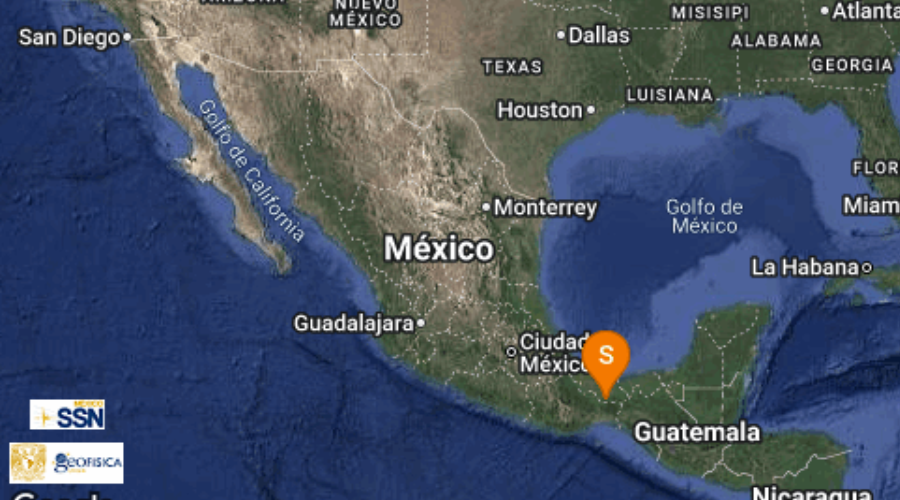 mapa de mexico con reporte de sismo.