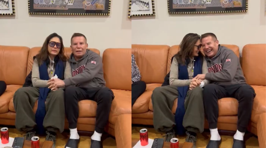 Yolanda Andrade y Julio César Chávez abrazados