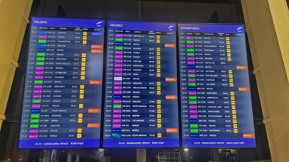 vuelos cancelados en Guadalajra y Vallarta