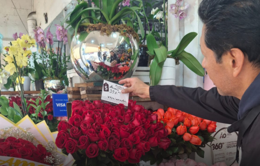 Persona comprando flores