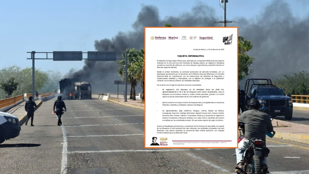 La mayoría en Jalisco: confirma Gobierno de México 252 bloqueos en 20 estados tras muerte de 