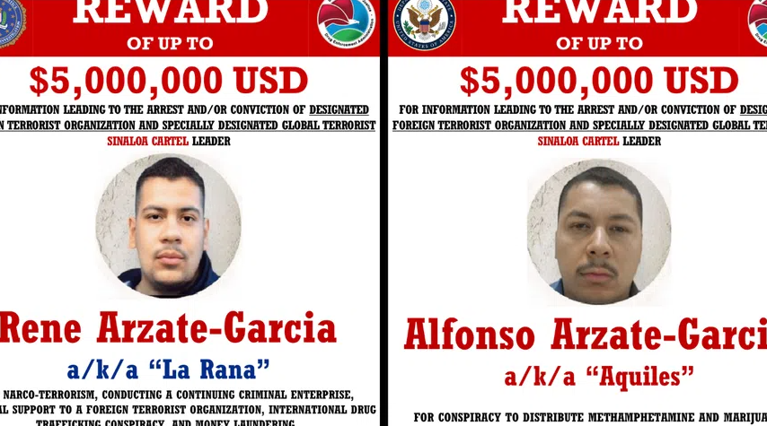 Estados Unidos pone precio a dos capos del Cártel de Sinaloa: hasta 5 millones de dólares