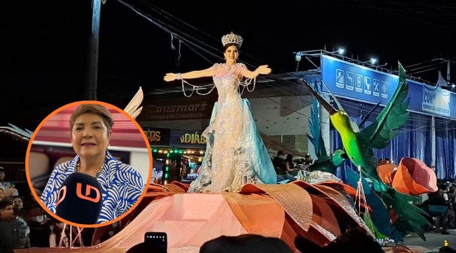 Carnaval de Guasave y en un círculo la alcalde de Guasave