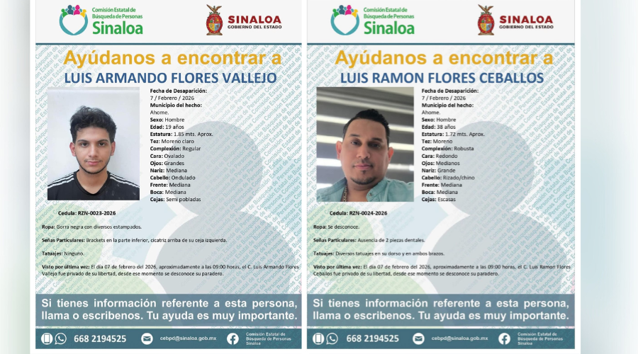 Fichas de búsqueda de dos hombres